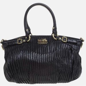 Coach Vintage Black Pleated Leather Sophia Madison Bag.